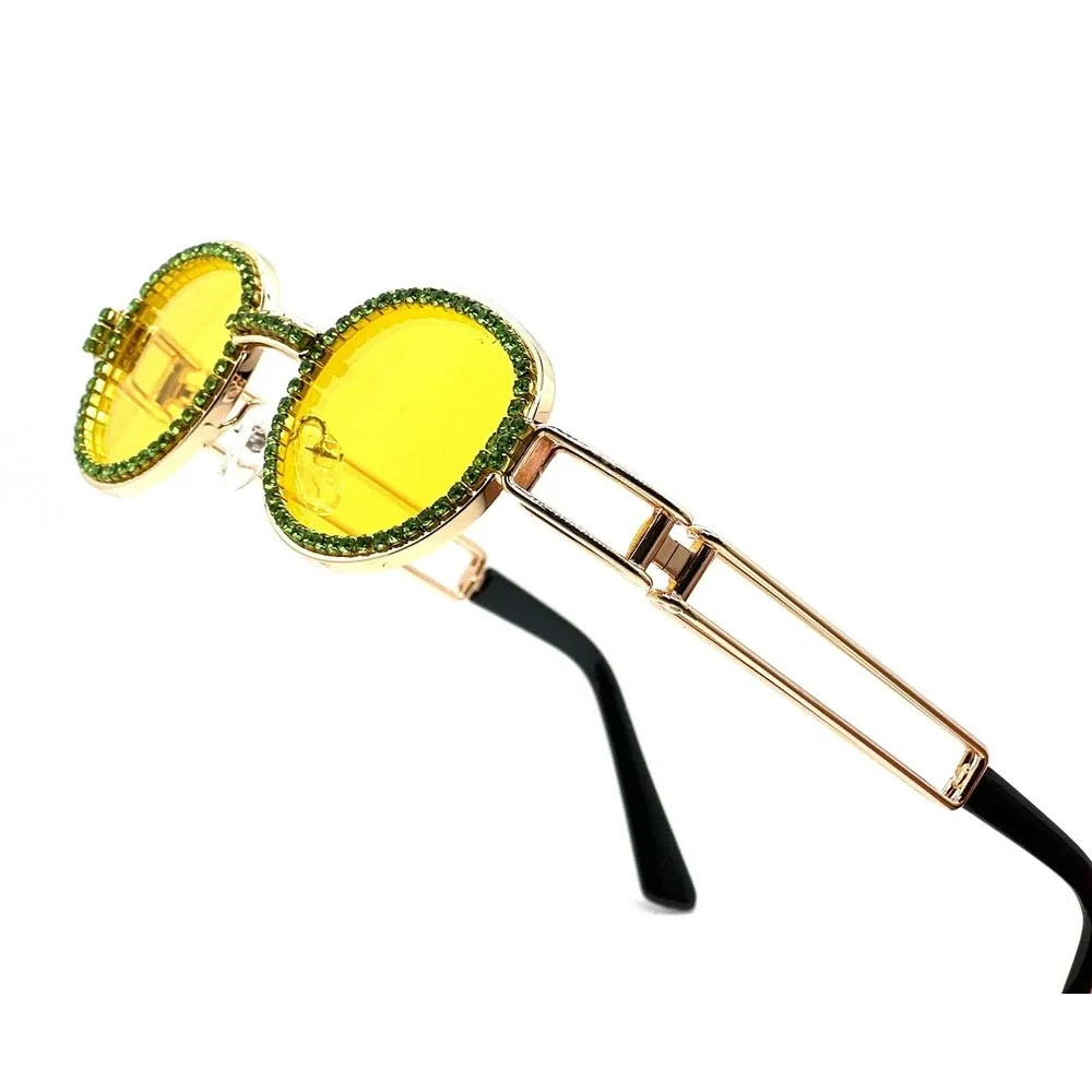 Dazzling Cyberpunk Eyepieces Sunglasses Men Yellow Over Deep Lenses Streetwear